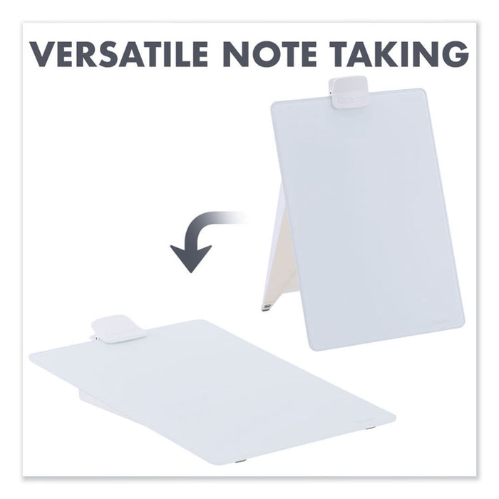 Glass Dry Erase Desktop Copy Holder, Holds Up to 20 Letter Size Sheets, Plastic, White