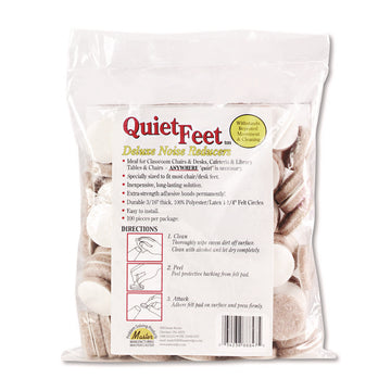 Quiet Feet Deluxe Noise Reducers, 1.25" dia, Circular, Beige, 100/Pack