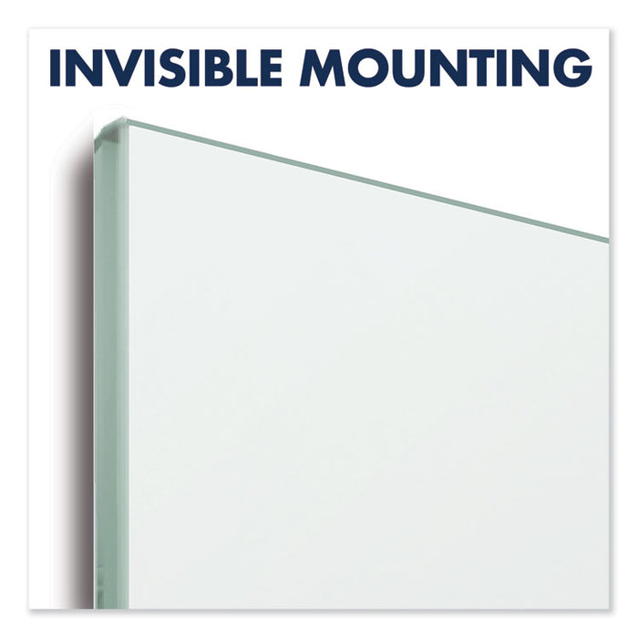 InvisaMount Magnetic Glass Marker Board, 85" x 48", White Surface