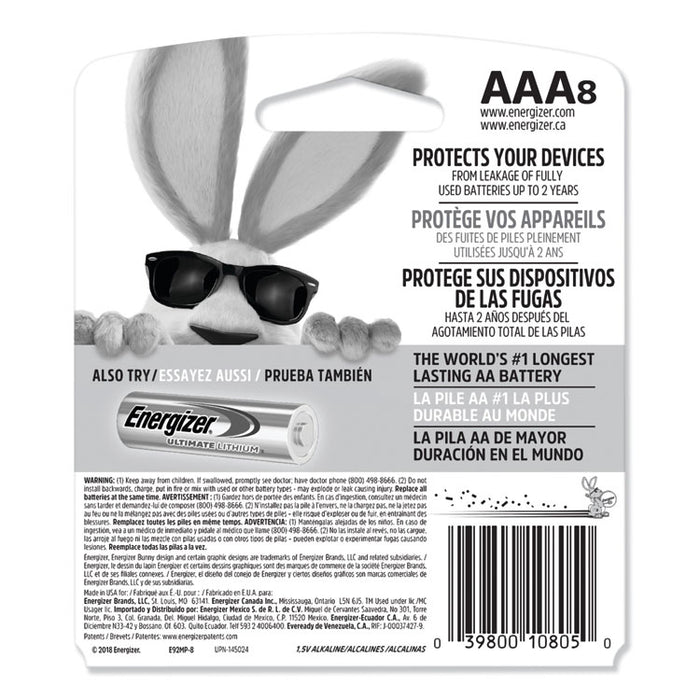 MAX Alkaline AAA Batteries, 1.5 V, 8/Pack