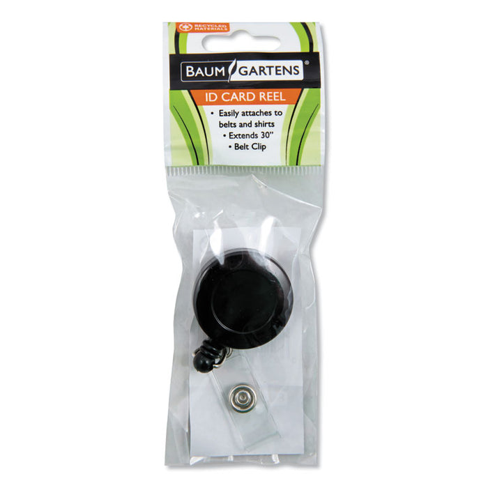 ID Card Reel with Belt Clip, 30" Extension, Black