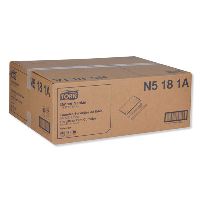 Universal Dinner Napkins, 1-Ply, 15 x 17, 1/8 Fold, White, 3000/Carton