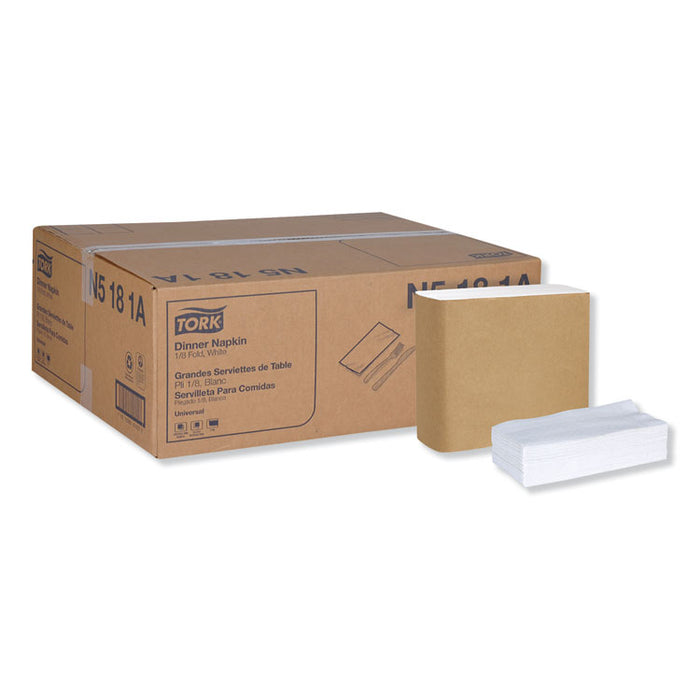 Universal Dinner Napkins, 1-Ply, 15 x 17, 1/8 Fold, White, 3000/Carton