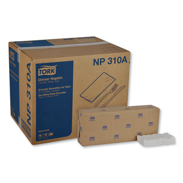 Advanced Dinner Napkins, 2-Ply, 15 x 16.25, 1/8 Fold, White, 375/Packs, 8 Packs/Carton