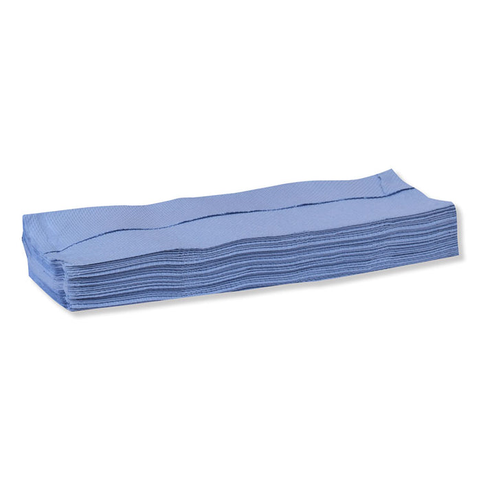 Industrial Paper Wiper, 4-Ply, 12.8 x 16.5, Unscented, Blue, 180/Carton