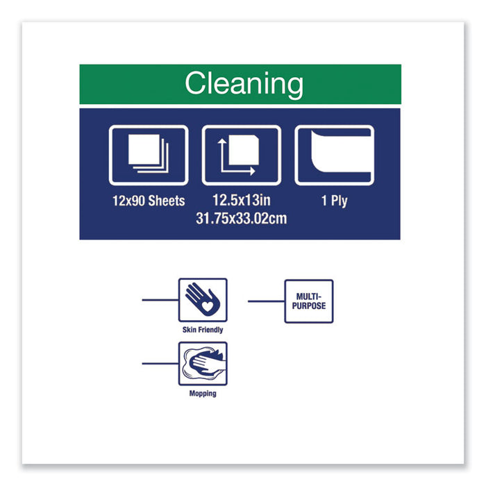 Paper Wiper Plus, 12.5 x 13, White, 1/4 Fold, 90/Pack, 12 Packs/Carton