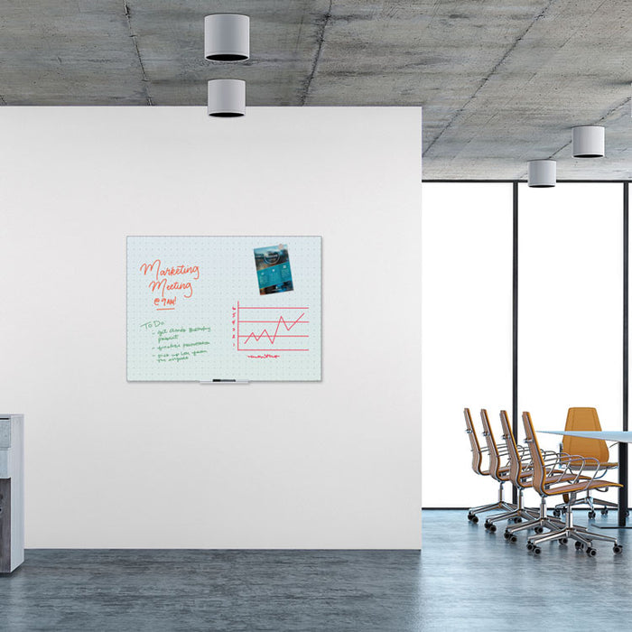 Floating Glass Ghost Grid Dry Erase Board, 48" x 36" (Actual Size: 47" x 35"), White Surface