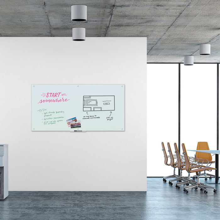 Magnetic Glass Dry Erase Board Value Pack, 70" x 35", Frosted White Surface