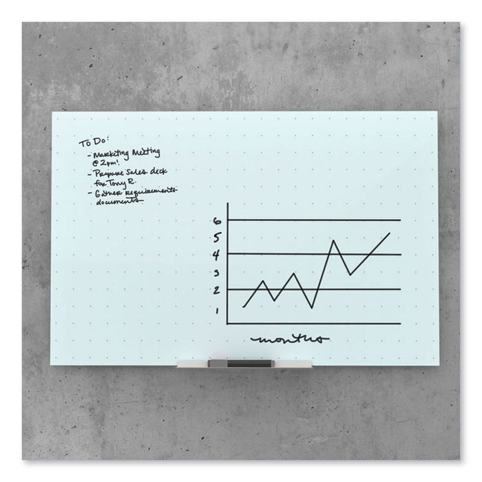 Floating Glass Ghost Grid Dry Erase Board, 36" x 24" (Actual Size: 35" x 23"), White Surface