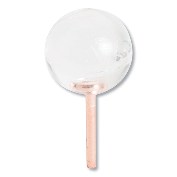 Fashion Sphere Push Pins, Plastic, Clear/Rose Gold, 0.44", 100/Pack