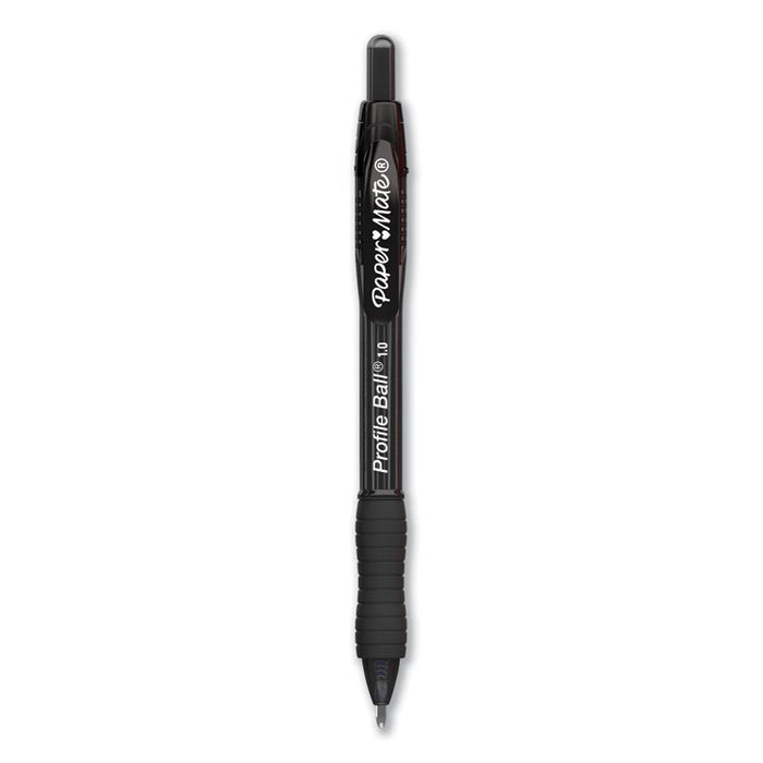 Profile Ballpoint Pen, Retractable, Medium 1 mm, Black Ink, Translucent Black Barrel, 36/Pack