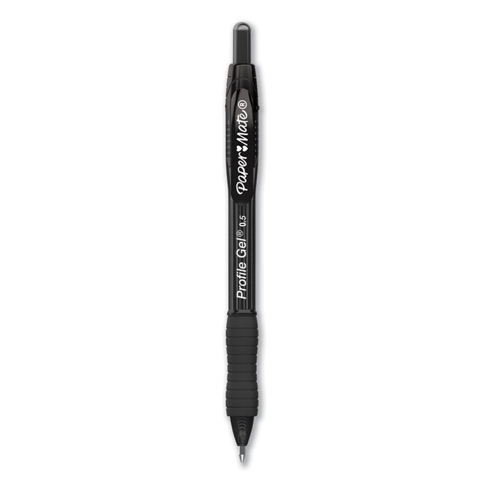 Profile Gel Pen, Retractable, Fine 0.5 mm, Black Ink, Translucent Black Barrel, Dozen