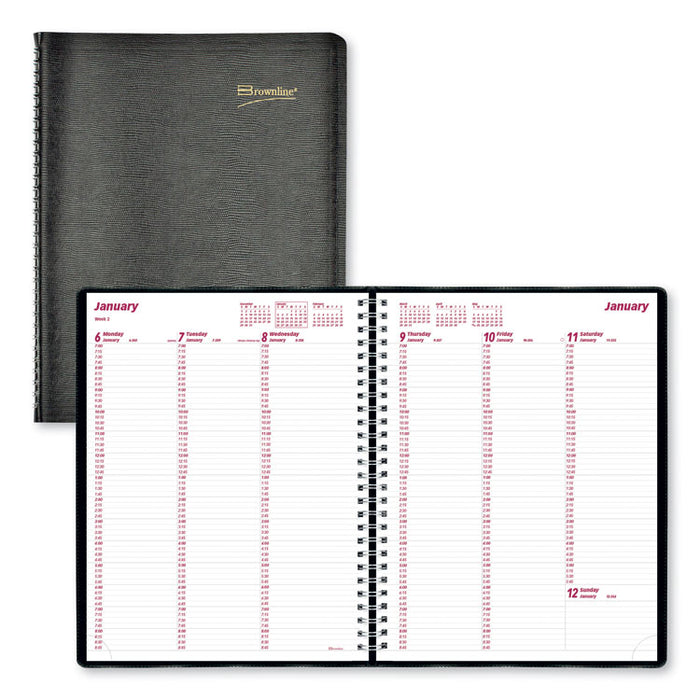 Essential Collection Weekly Appointment Book in Columnar Format, 11 x 8.5, Black Cover, 12-Month (Jan to Dec): 2026