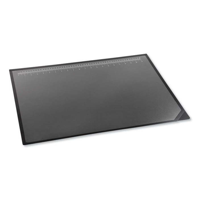 Desk Pad with Transparent Frost Lift-Top Overlay, Antimicrobial Product Protection, 24" x 19", Black