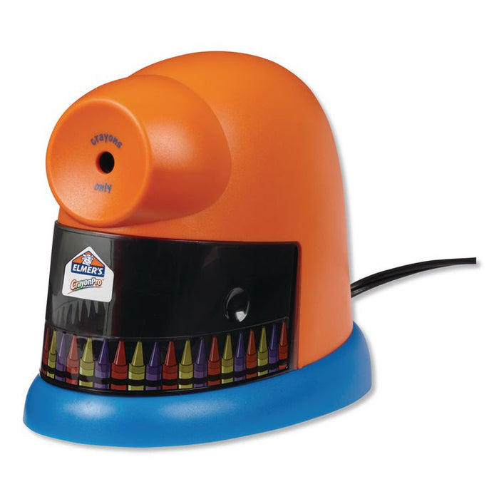 CrayonPro Electric Sharpener, School Version, AC-Powered, 5.63 x 8.75 x 7.13, Orange/Blue