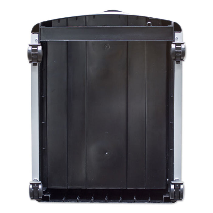Mobile Filing Cabinet with Metal Siding and Top-Drawer Organizer Tray, 2 Letter File Drawers, Silver/Black, 19" x 15" x 23"
