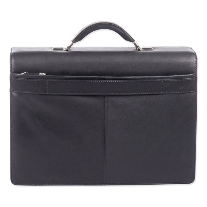 Milestone Briefcase, Fits Devices Up to 15.6", Leather, 5 x 5 x 12, Black