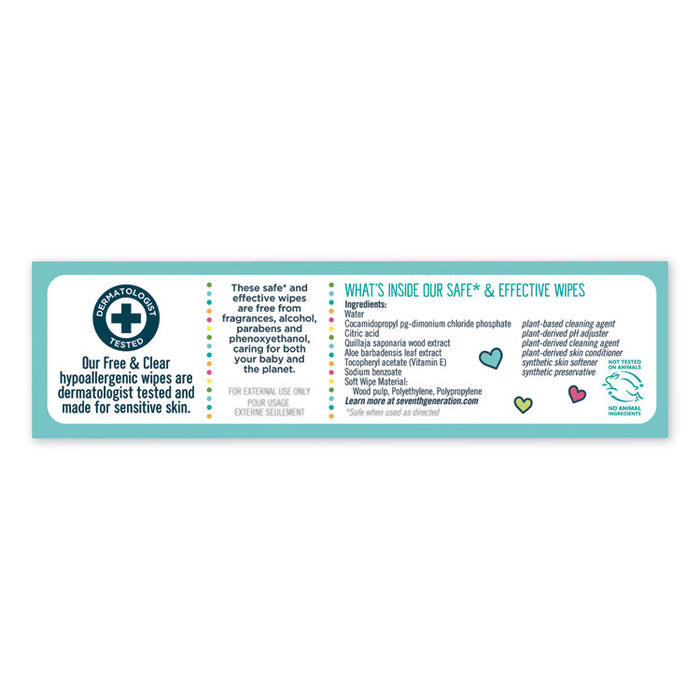 Free and Clear Baby Wipes, 7 x 7, Refill, Unscented, White, 256/Pack, 3 Packs/Carton