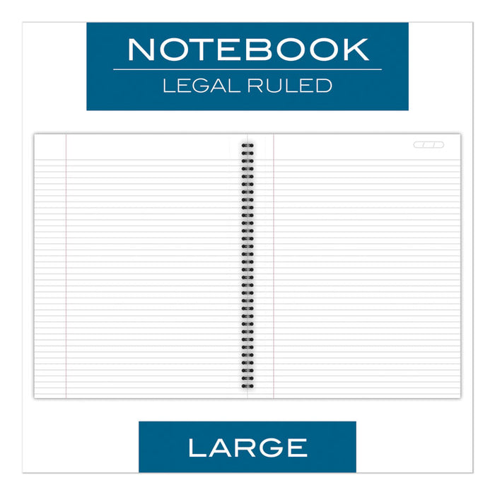 Wirebound Business Notebook, 1-Subject, Wide/Legal Rule, Black Linen Cover, (80) 11 x 8.5 Sheets