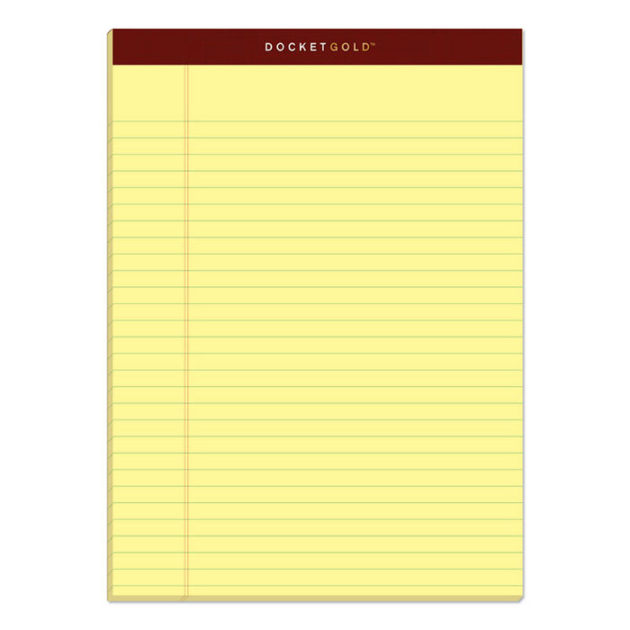 Docket Gold Ruled Perforated Pads, Wide/Legal Rule, (50) Canary Yellow 8.5 x 11 Sheets, 12/Pack