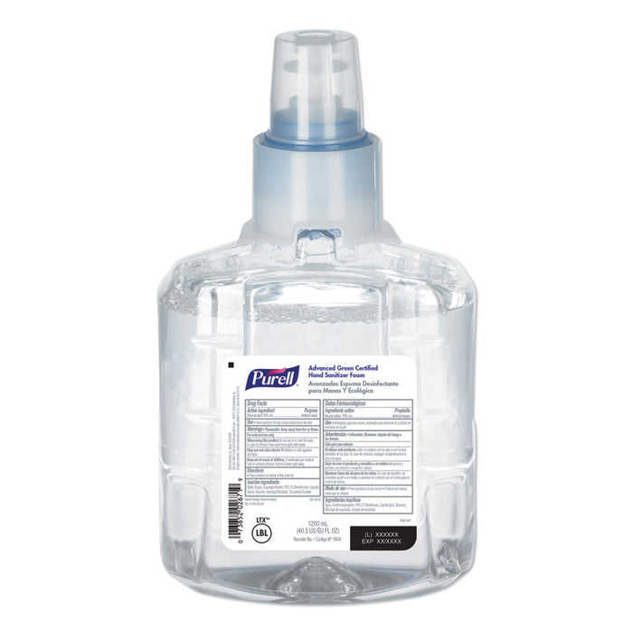Advanced Hand Sanitizer Green Certified Foam Refill, For LTX-12 Dispensers, 1,200 mL, Fragrance-Free, 2/Carton