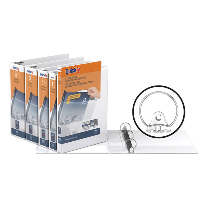 QuickFit Round-Ring View Binder, 3 Rings, 1" Capacity, 11 x 8.5, White
