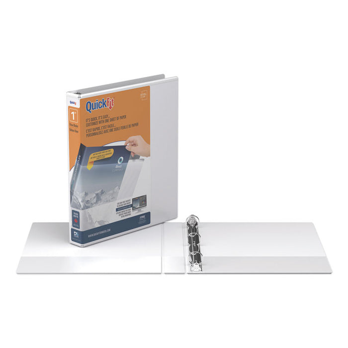 QuickFit Round-Ring View Binder, 3 Rings, 1" Capacity, 11 x 8.5, White