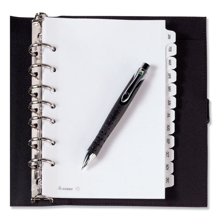 Preprinted Tab Dividers, 12-Tab, Jan. to Dec., 8.5 x 5.5, White, 1 Set