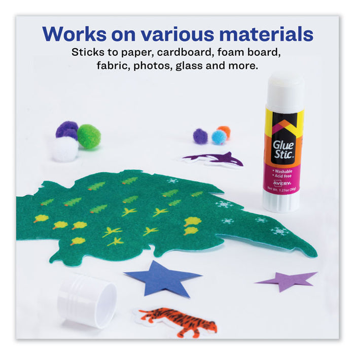 Permanent Glue Stic Value Pack, 1.27 oz, Applies White, Dries Clear, 6/Pack
