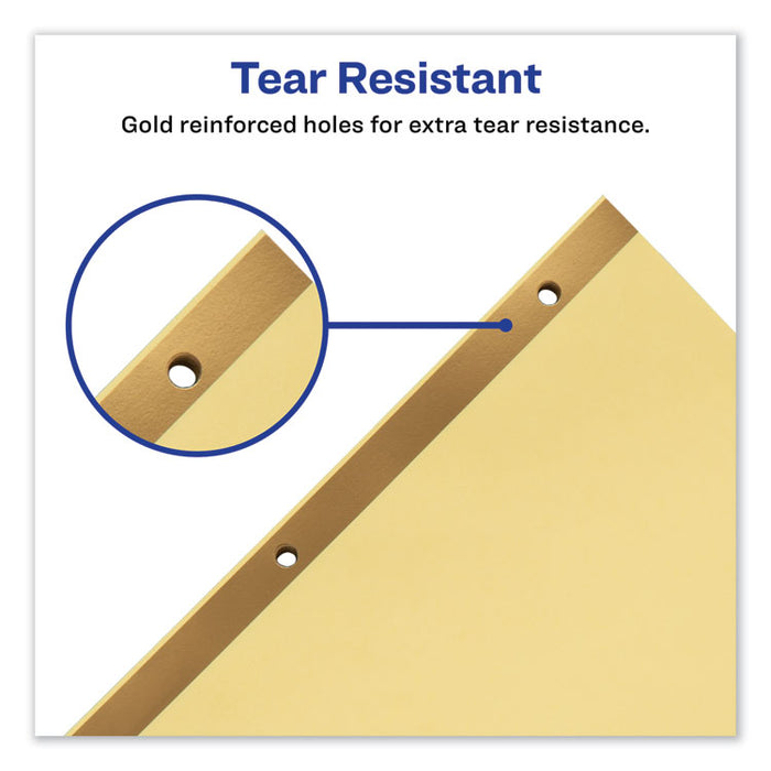 Preprinted Laminated Tab Dividers with Gold Reinforced Binding Edge, 25-Tab, A to Z, 11 x 8.5, Buff, 1 Set