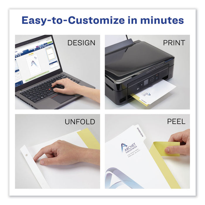 Customizable Print-On Dividers, 3-Hole Punched, 8-Tab, 11 x 8.5, White, 1 Set
