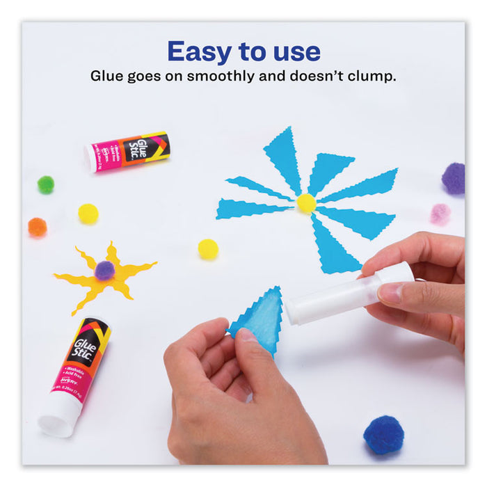 Permanent Glue Stic Value Pack, 0.26 oz, Applies White, Dries Clear, 6/Pack