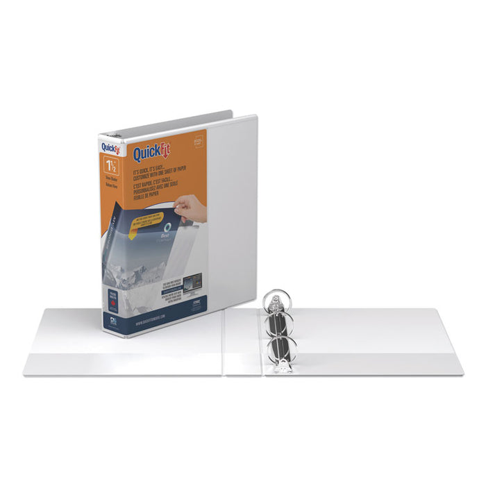 QuickFit Round-Ring View Binder, 3 Rings, 1.5" Capacity, 11 x 8.5, White