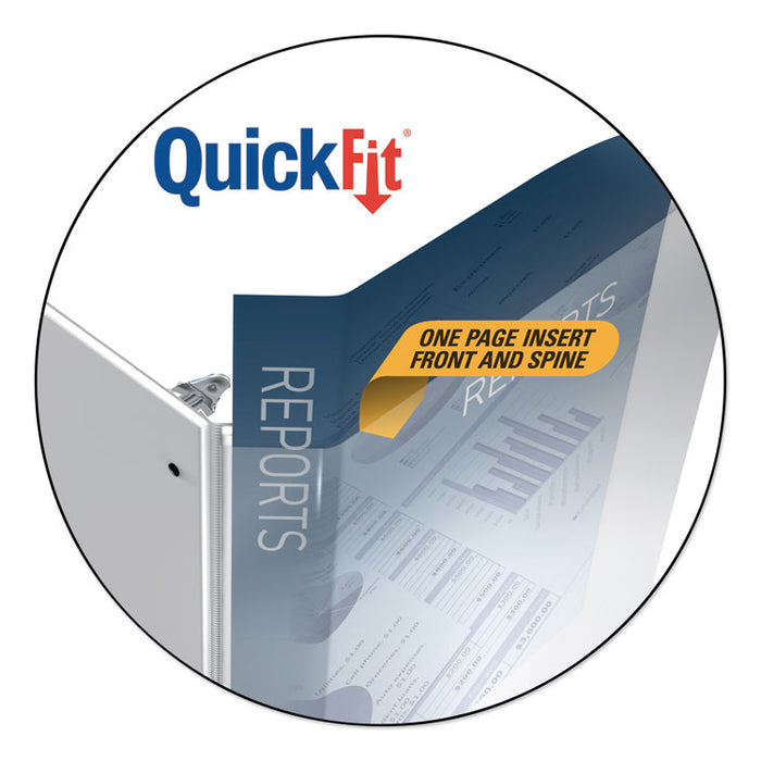 QuickFit D-Ring View Binder, 3 Rings, 3" Capacity, 11 x 8.5, White
