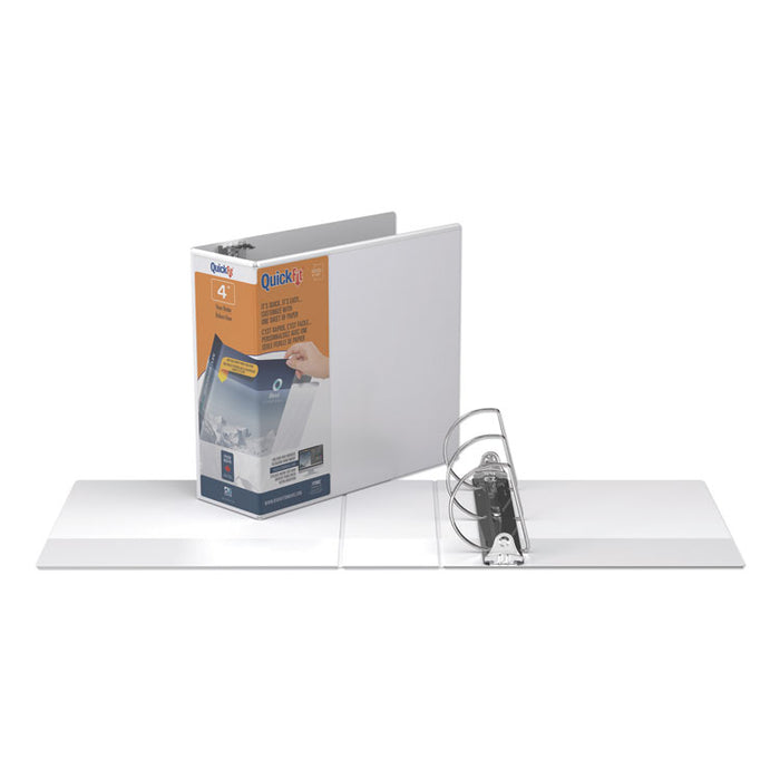 QuickFit D-Ring View Binder, 3 Rings, 4" Capacity, 11 x 8.5, White