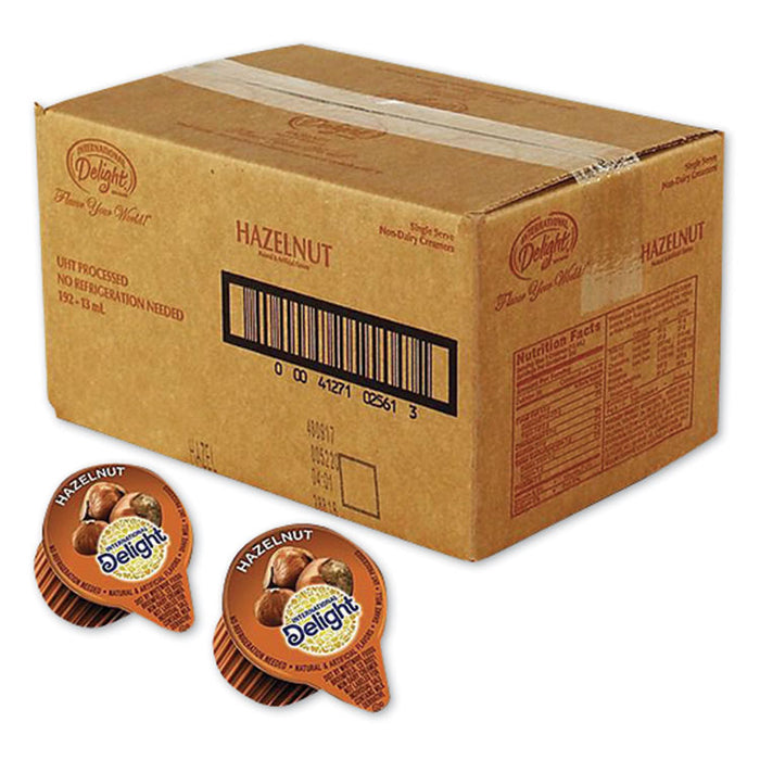 Flavored Liquid Non-Dairy Coffee Creamer, Hazelnut, 0.44 oz Mini Cups, 192/Carton