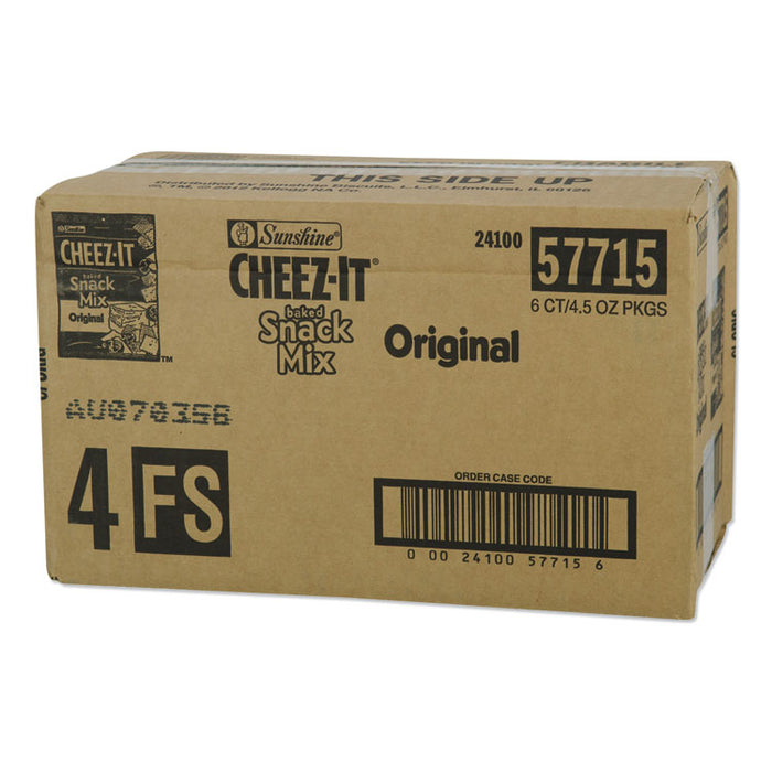 Cheez-it Baked Snack Mix, Classic Cheese, 4.5 oz Bag, 6/Pack