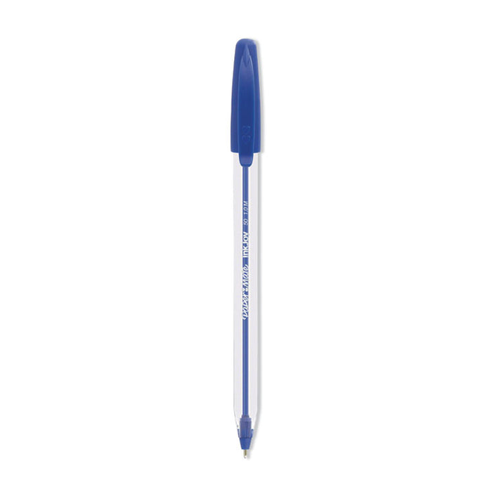 InkJoy 50ST Ballpoint Pen, Stick, Medium 1 mm, Blue Ink, Clear Barrel, Dozen