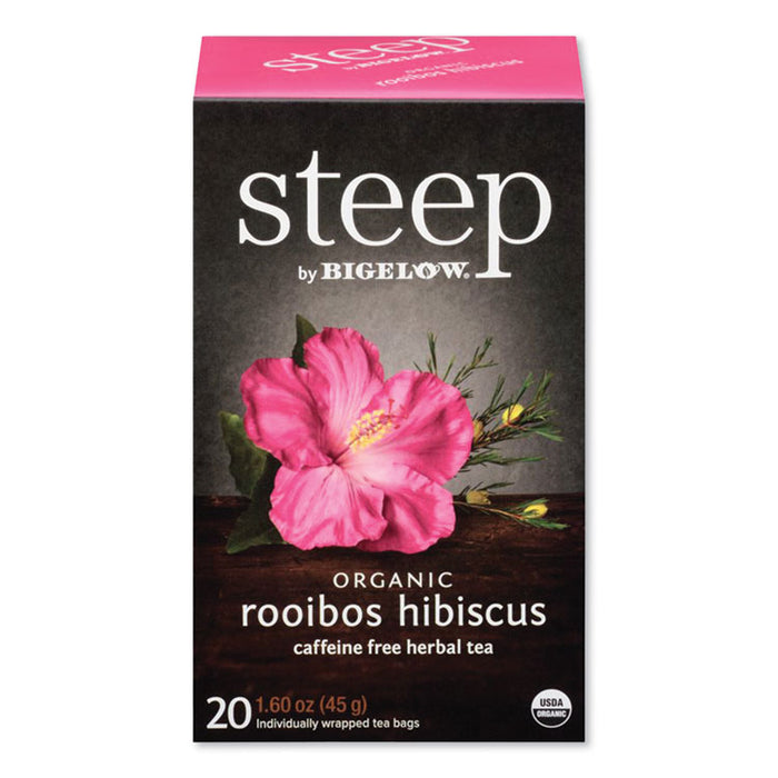 steep Tea, Rooibos Hibiscus Herbal Tea, 0.08 oz Tea Bag, 20/Box