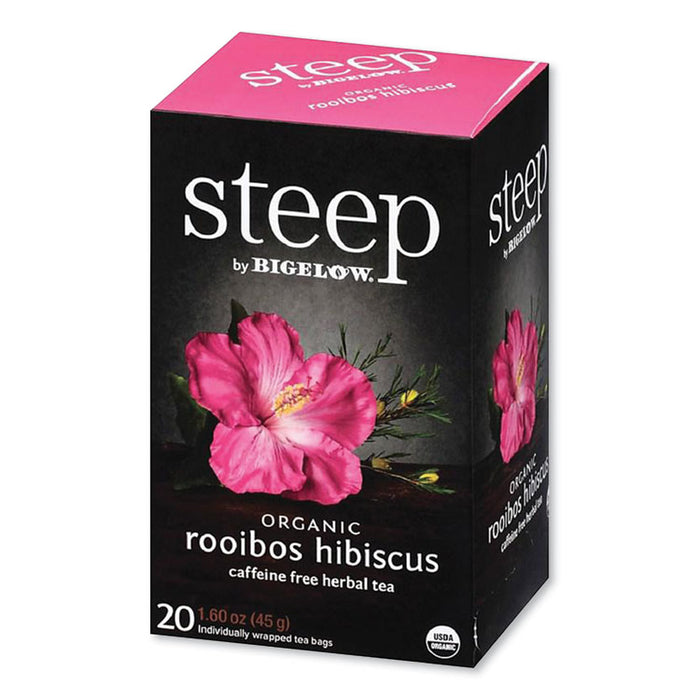 steep Tea, Rooibos Hibiscus Herbal Tea, 0.08 oz Tea Bag, 20/Box