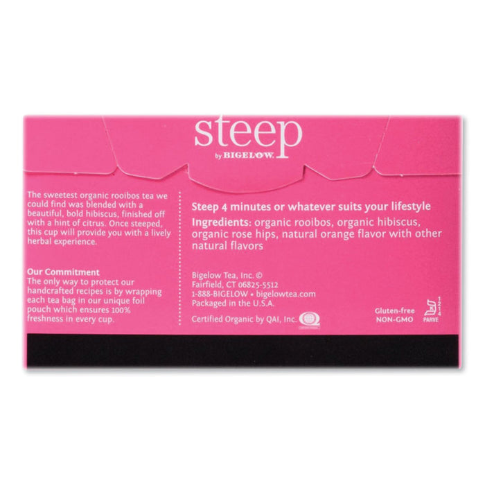 steep Tea, Rooibos Hibiscus Herbal Tea, 0.08 oz Tea Bag, 20/Box