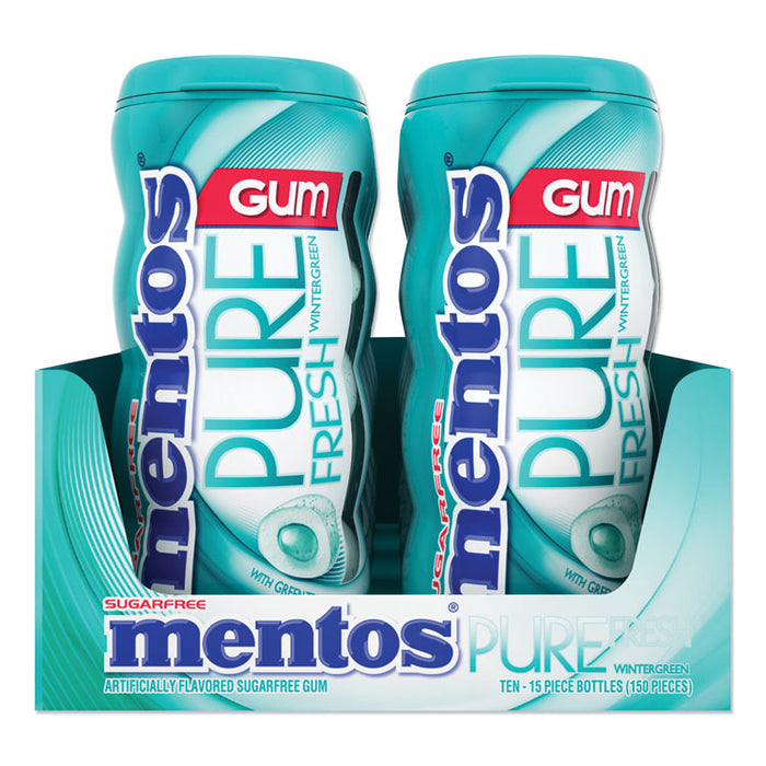 Pure Fresh Sugar-Free Gum, Wintergreen, 15 Pieces/Pack, 10 Packs/Box