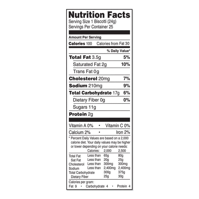 Biscotti, Salted Caramel, 0.85 oz Individually Wrapped, 25/Pack