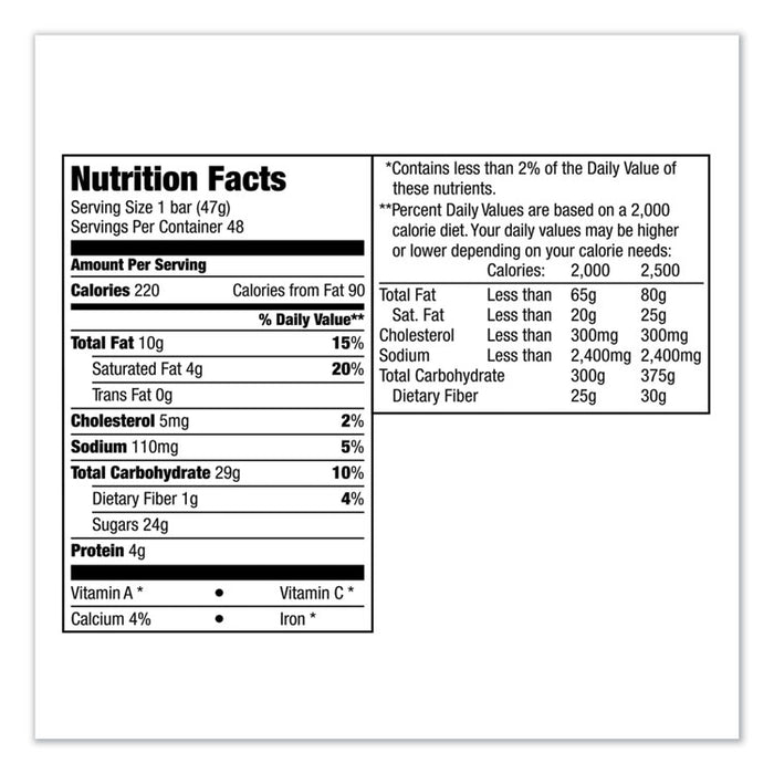 Sharing Size Chocolate Bars, Milk Chocolate, 3.29 oz, 24/Box