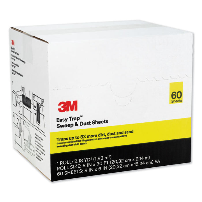 Easy Trap Duster Sweep and Dust Sheets, 8" x 30 ft, White, 60 Sheets/Box, 8 Boxes/Carton