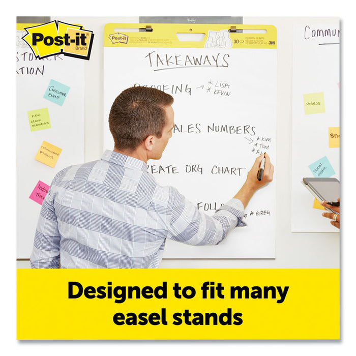 Vertical-Orientation Self-Stick Easel Pads, Unruled, (30) White 25 x 30 Sheets, 8/Pack