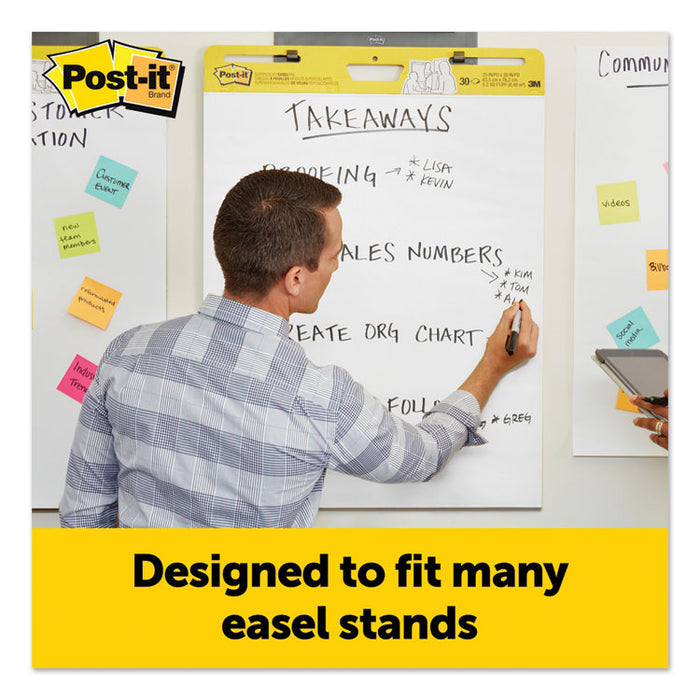 Vertical-Orientation Self-Stick Easel Pads, Unruled, (30) White 25 x 30 Sheets, 3/Pack