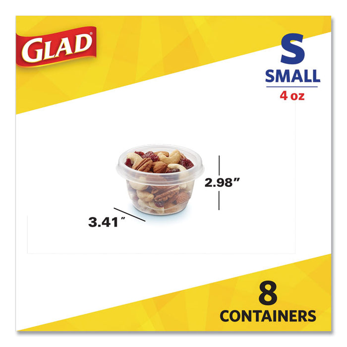 Mini Round Food Storage Containers, 4 oz, Clear/Blue, Plastic, 8/Pack