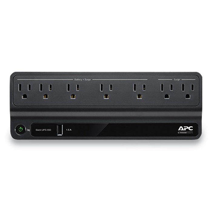 BN650M1 Back-UPS 650 VA Battery Backup System, 7 Outlets, 650 VA, 490 J