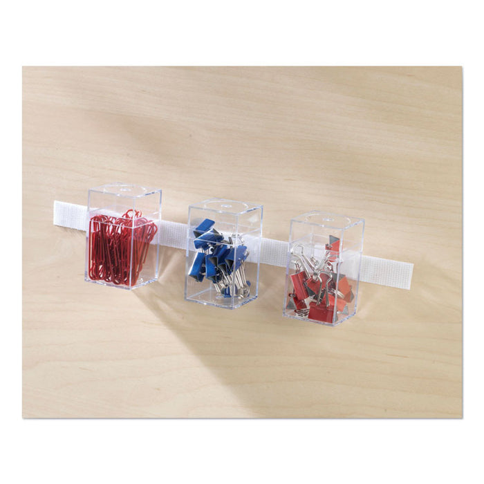 Sticky-Back Fasteners with Dispenser, Removable Adhesive, 0.75" x 5 ft, White